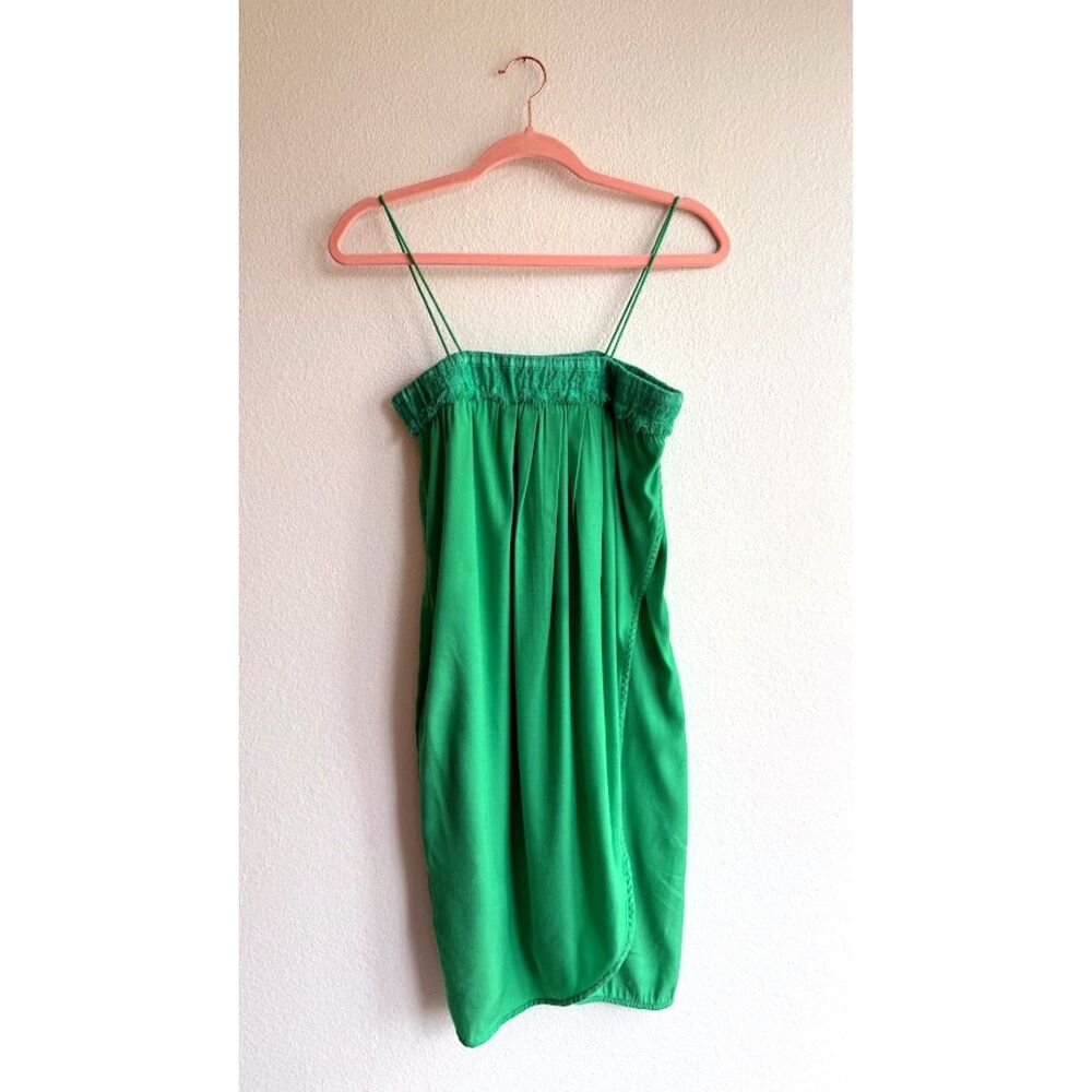See U Soon Lace Trim Faux Wrap Mini Sheath Dress in Green size 0 XS